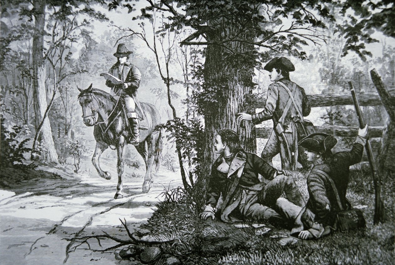 Fångandet av major John Andre (litho) av School American