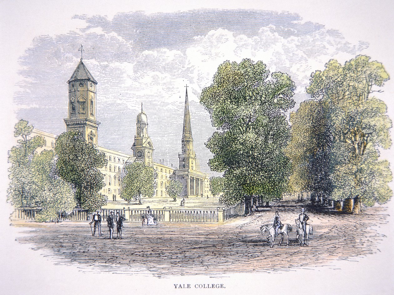 Yale University, New Haven, Connecticut (litho i färg) av School American