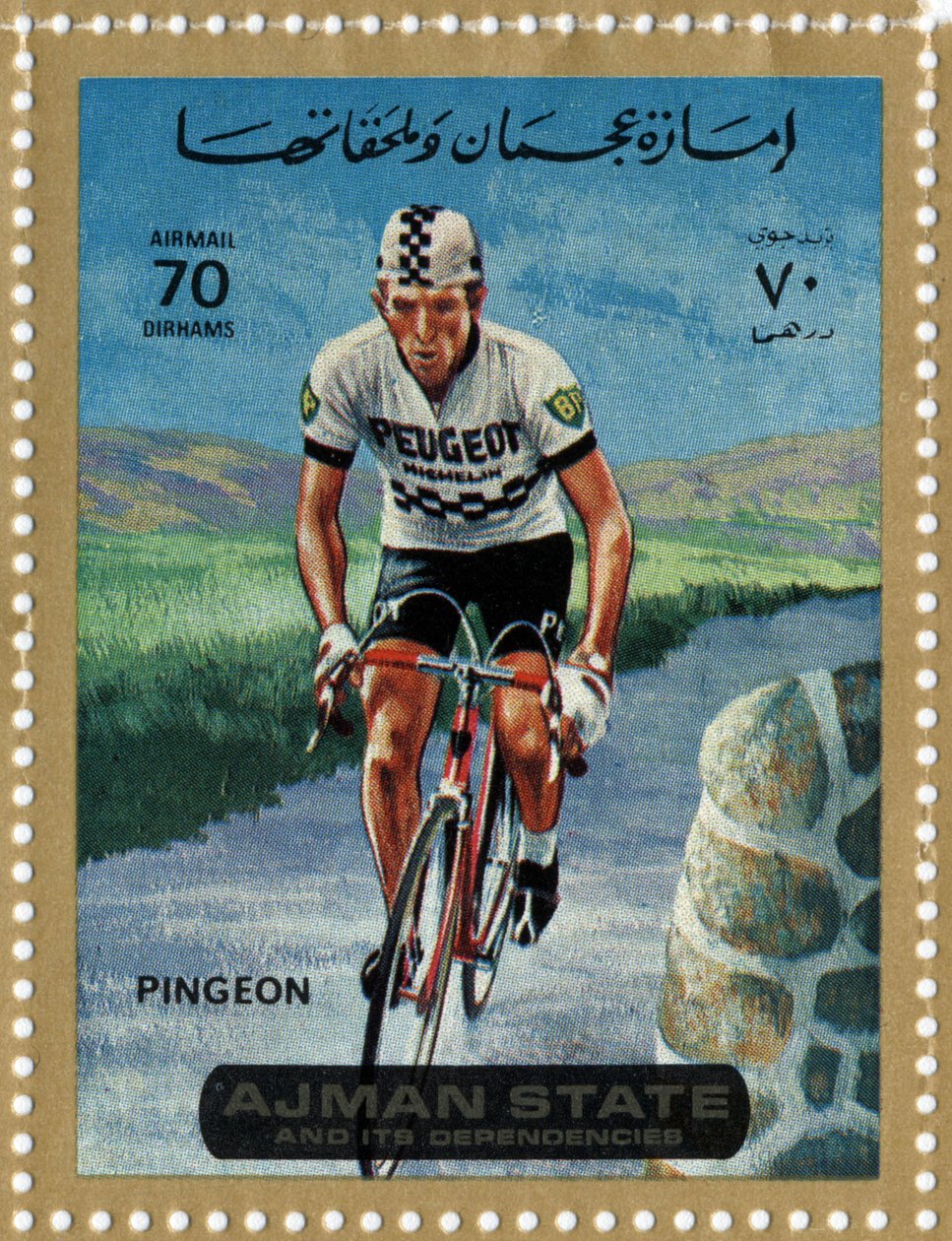 UAE-stämpel som representerar cyklisten Roger Pingeon (Ne 1940) av School Arabic
