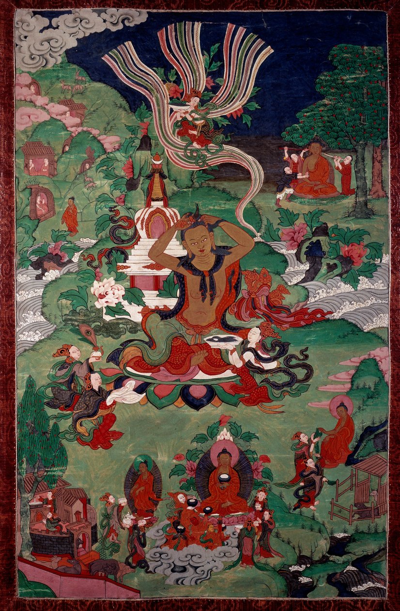 Avsnitt av Buddhas liv: frisyr. Gobeläng. Paris, Guimet-museet, Nationalmuseet för asiatisk konst av School Asian