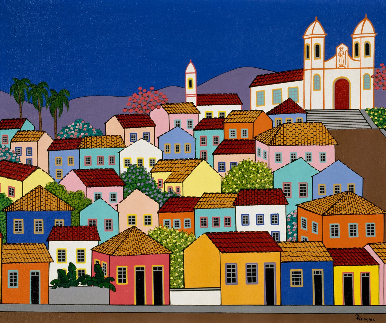Den brasilianska staden Ouro Preto med kyrkan St Francis av Paola på Piedale-kullen av School Brazilian