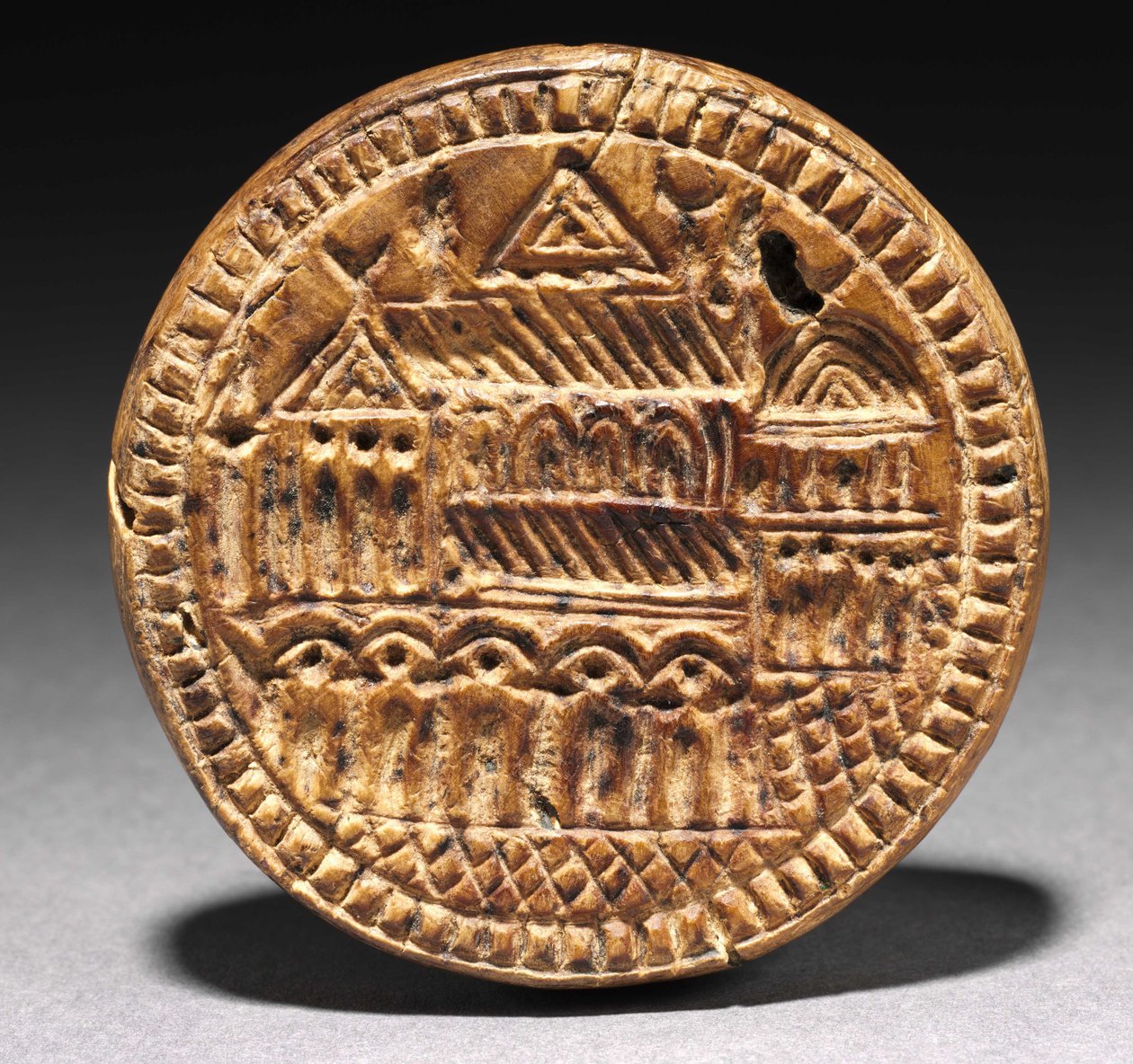 Form för ett Eulogia (Välsignelse) bröd, 600-900-tal (trä) av School Byzantine
