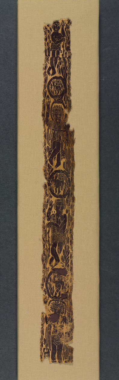 Prydnadsaxelband från en tunika, 600-650 (väv av gobeläng med extra inslagsomslag, ofärgat linne och färgad ull) av School Byzantine