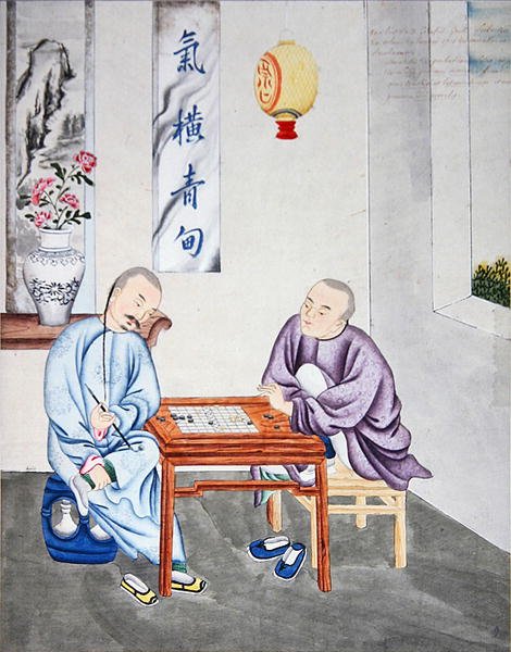 Ett strategispel i Kina, sent 1700-tal (akvarell på papper) av School Chinese