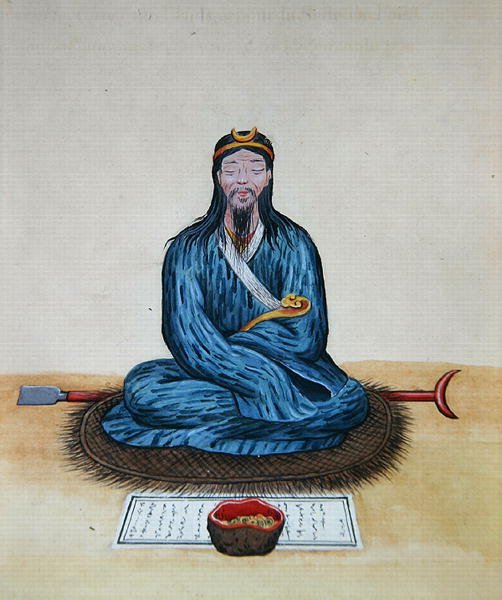 A penitent Bonze, c.1785 (akvarell på papper) av School Chinese