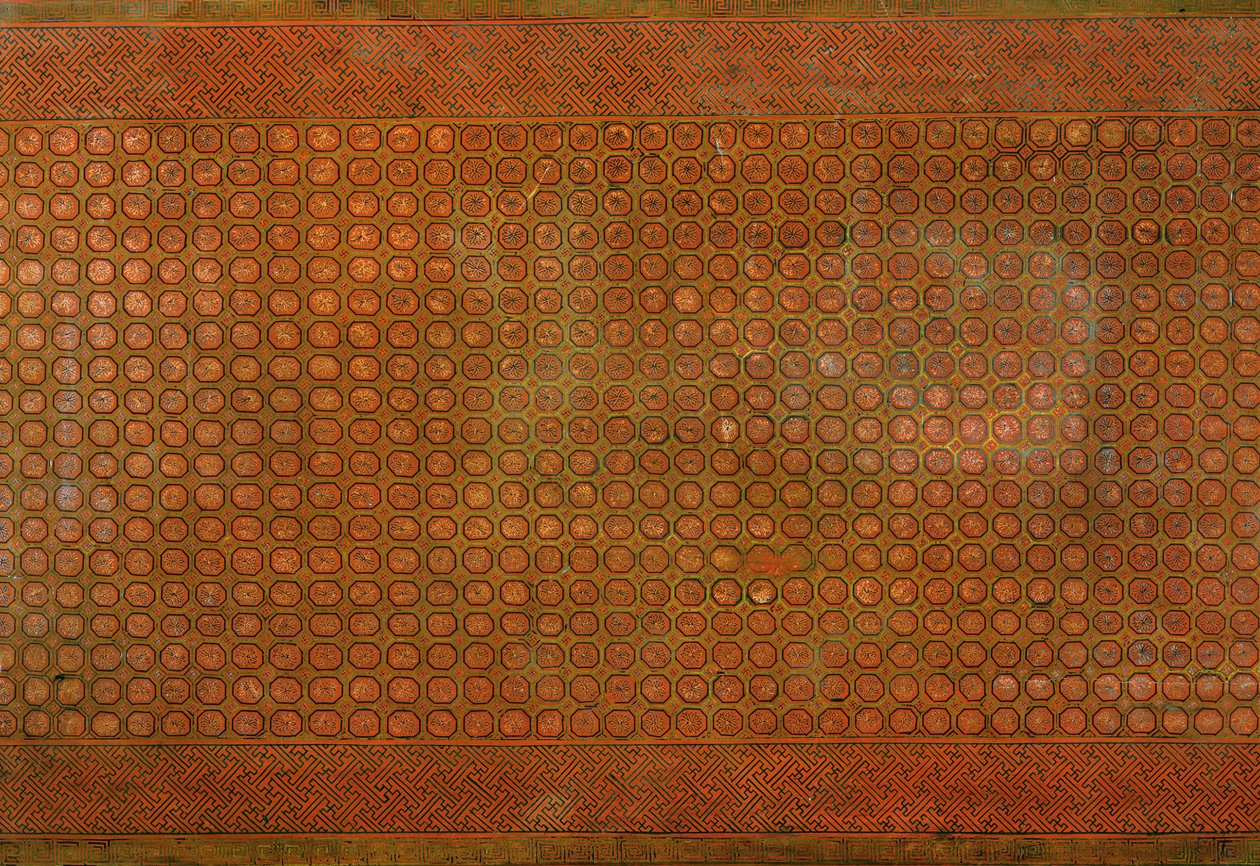 Altarbord, Qianlong-period (1736-95) (lackerat trä med jadeinlägg) (detalj av 272130) av School Chinese