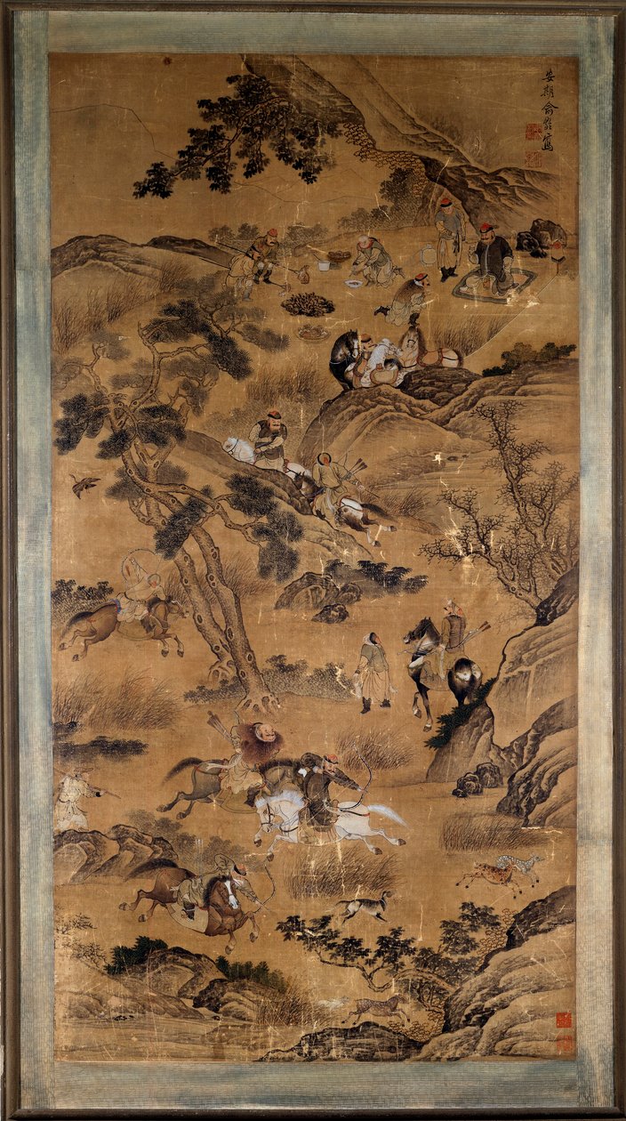 Kinesisk konst: "" jaktscen """ tryck från 1600-talet. av School Chinese