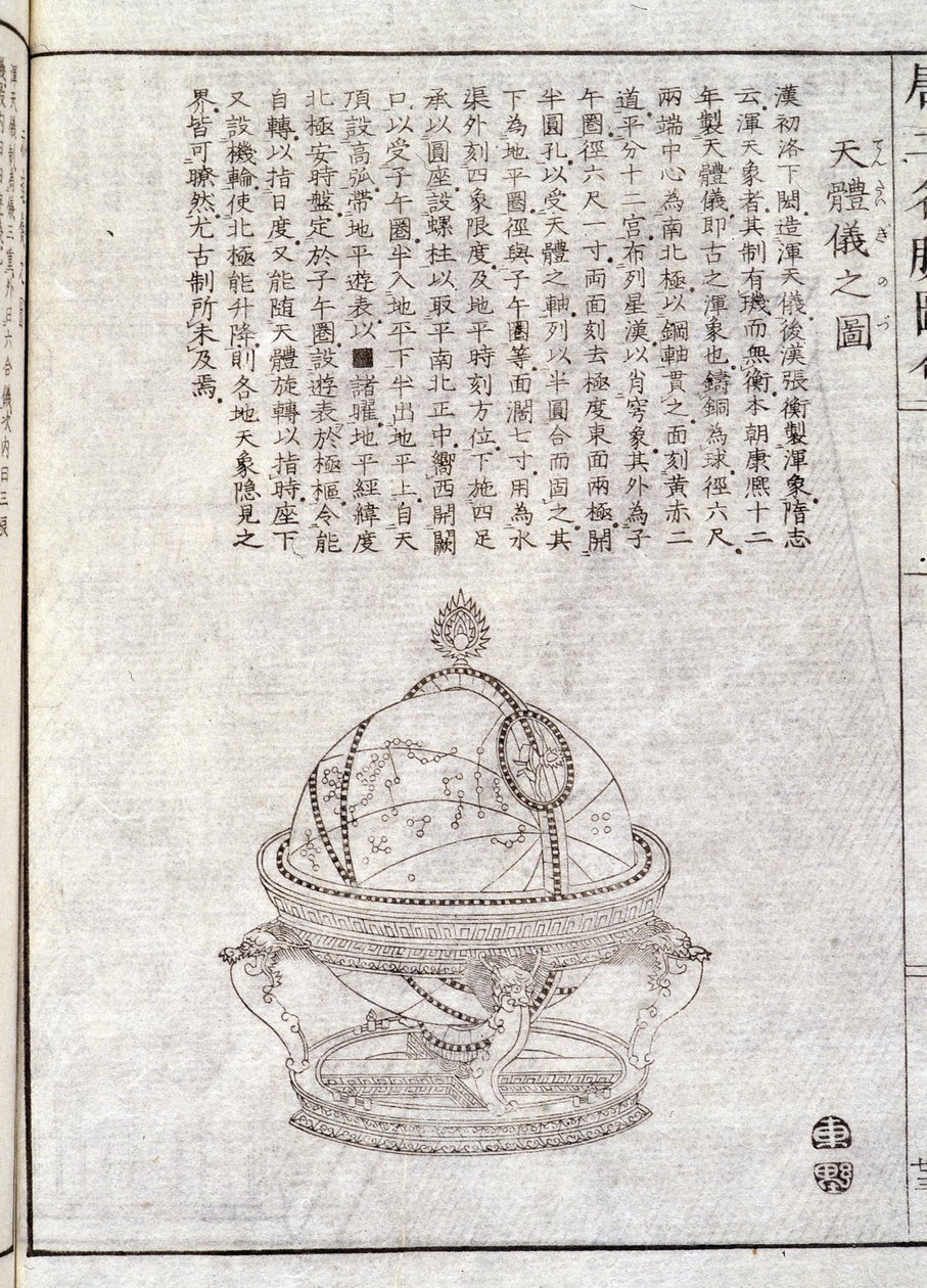Jordklotet - kinesiskt dokument. Anonym gravyr. Coll. Selva. av School Chinese