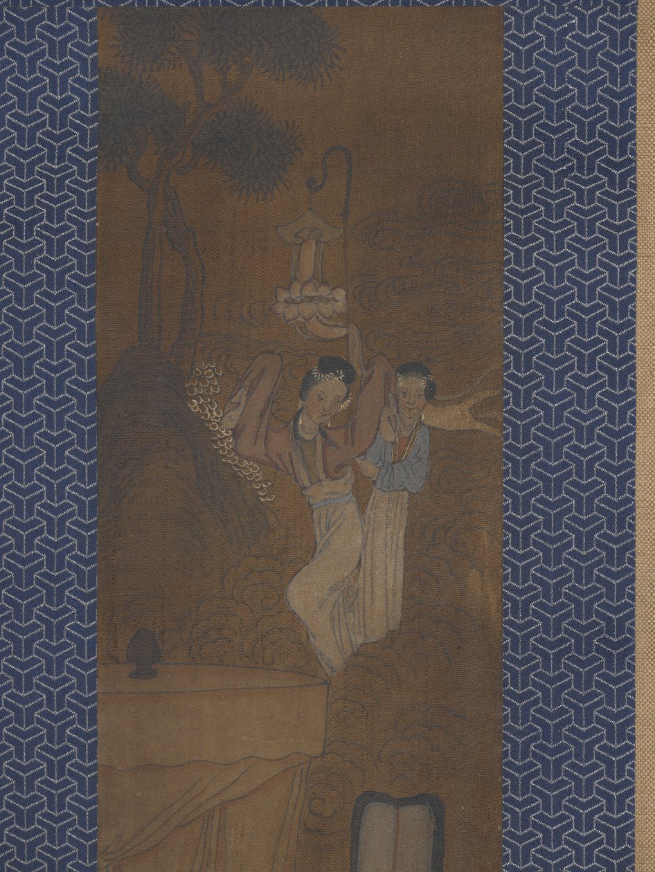 Fem kvinnor i en procession (bläck och färg på siden) av School Chinese