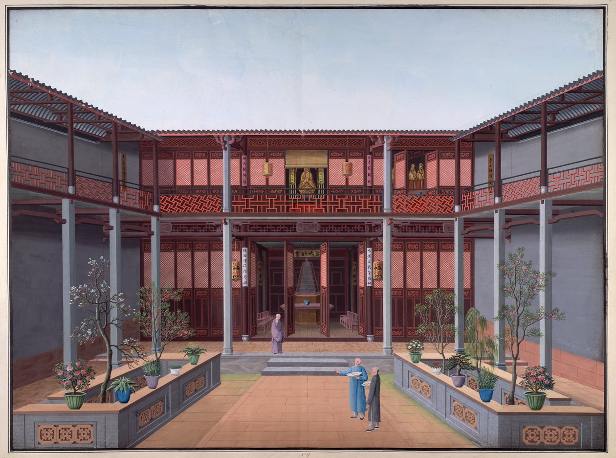 Honam-templet - Kuan Yins hall, Zenens innergård av School Chinese