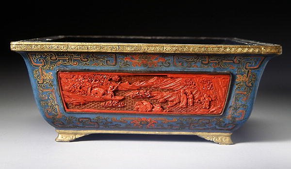 Jardiniere, Qianlong period (1736-95) (lackerat trä) (se även 272176) av School Chinese