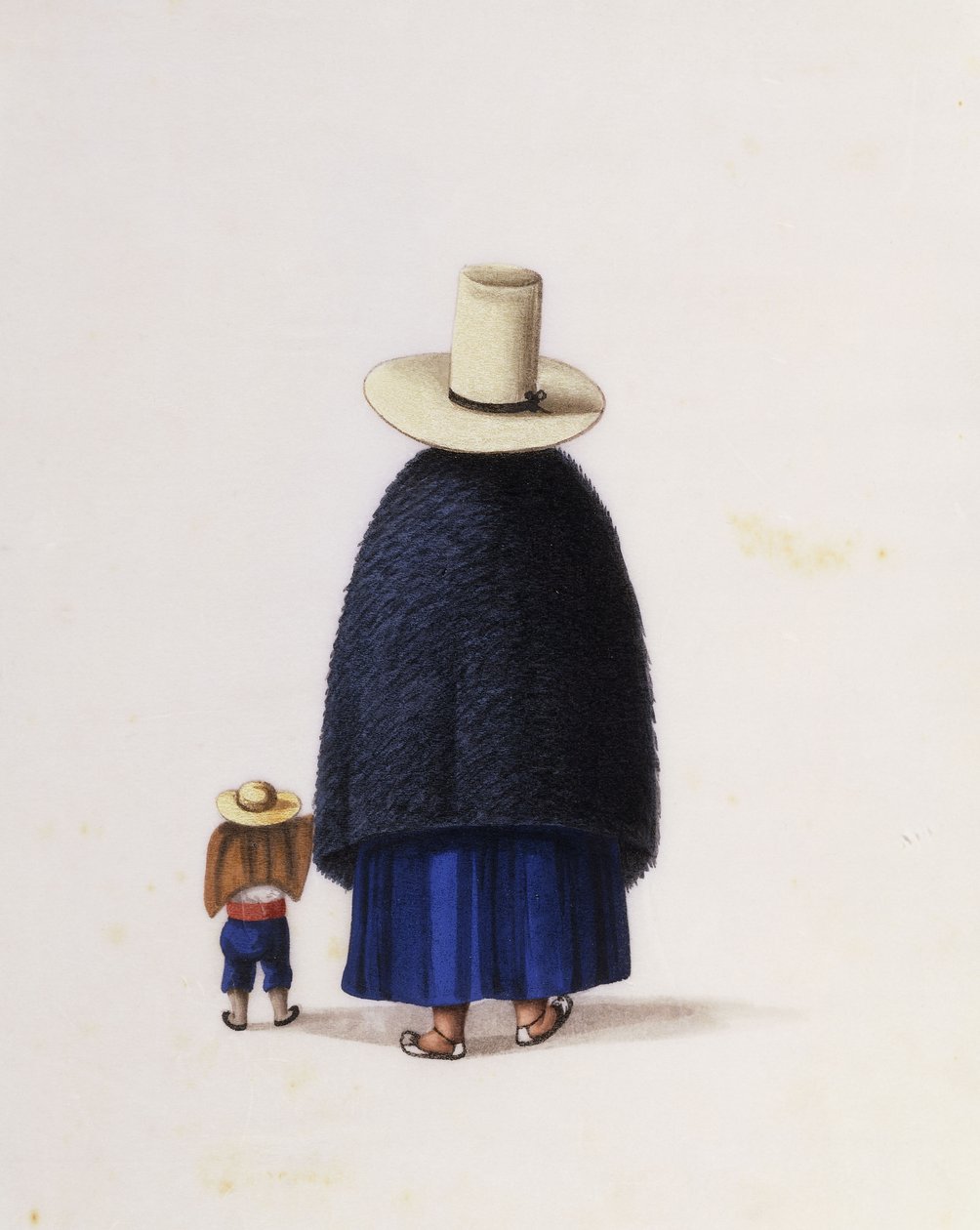 Mor och barn, ca 1860 (akvarell på rispapper) av School Chinese