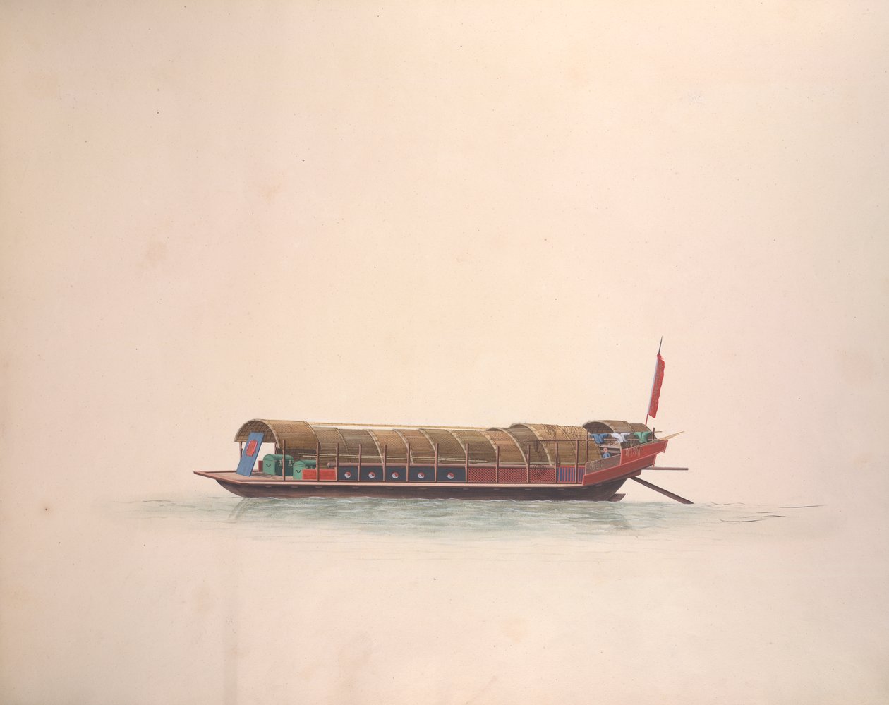 Musikerbåt, ca 1800-05 (akvarell på papper) av School Chinese