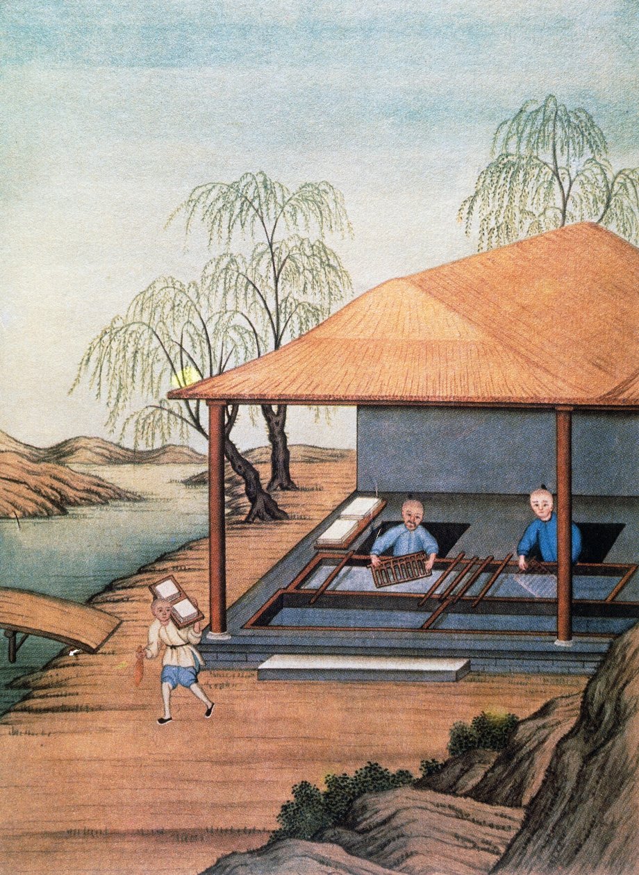 Gammalt pappersbruk, färgtryck, Kina av School Chinese