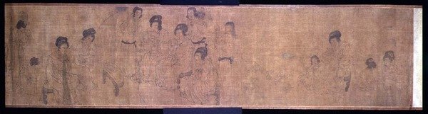 Palatsets damer på fritiden Handrulle, detalj av damer som musicerar, efter ett original av Wen-chu Chou (fl.970) Södra Sung-perioden, ca 1140 (bläck och pigment på siden) (se även 114251) av School Chinese