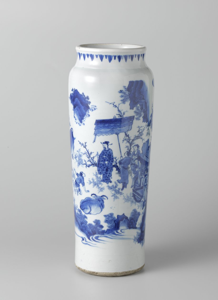 Rollwagen med figurer i ett sammanhängande landskap, ca. 1635-50 (målat porslin) av School Chinese