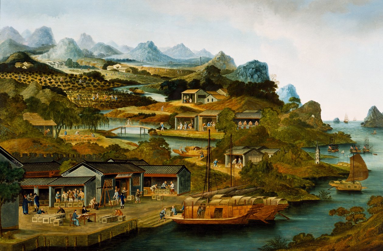 Teproduktion i Kina, Guangzhou, Kina av School Chinese