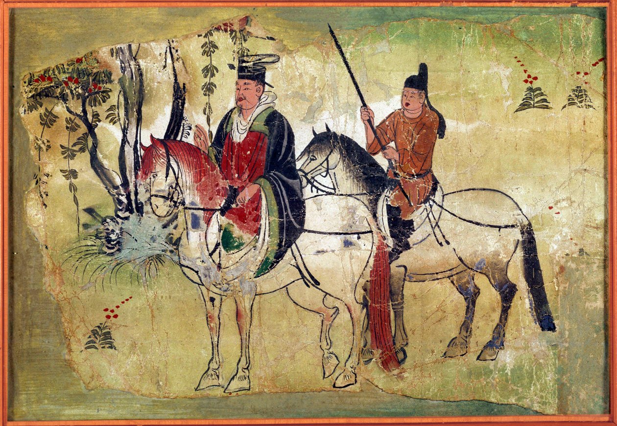 The Celestic Horses of Ferghana Tibetansk manuskript av Touen Houang av School Chinese
