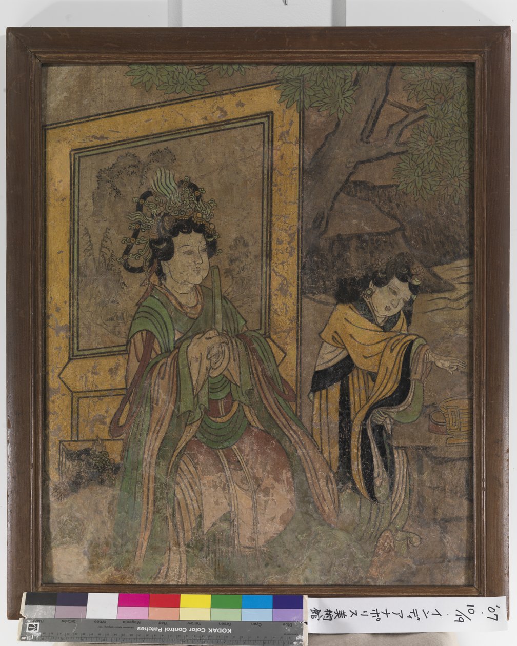Väggmålningsfragment (bläck och färger på stuckatur) av School Chinese