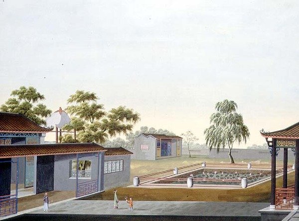 Walled Garden, c.1820-40 (akvarell på papper) av School Chinese