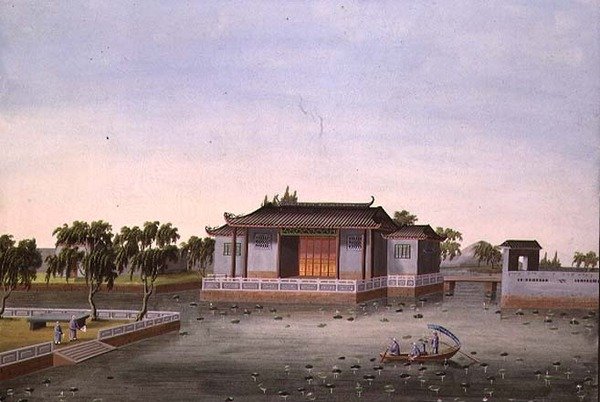 Water Garden, c.1820-40 (akvarell på papper) av School Chinese