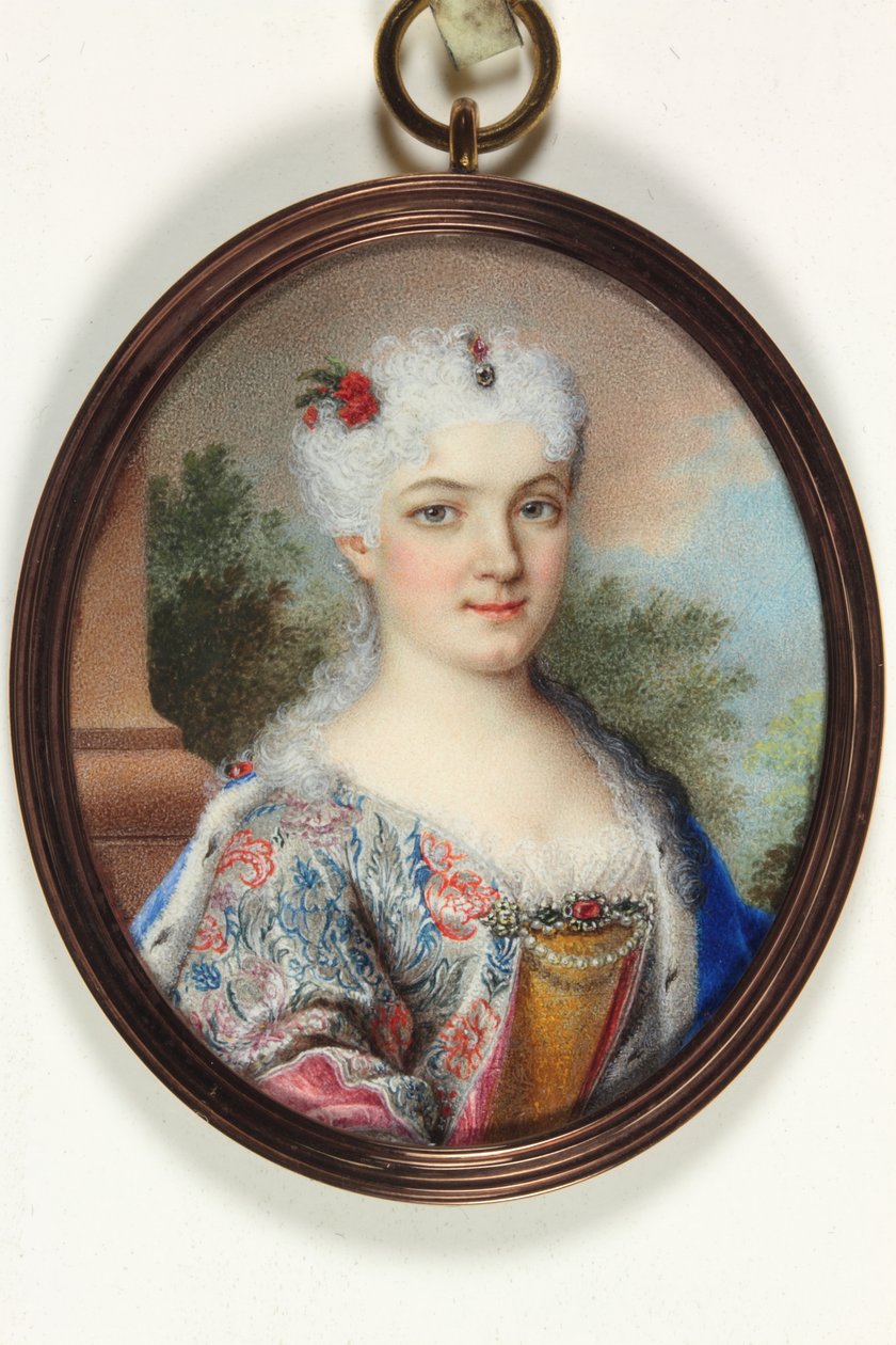 En dam som heter Marie Leczinska (emalj) av School Continental