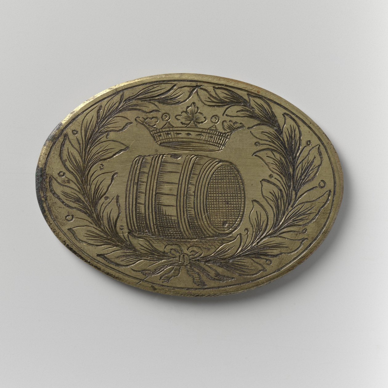 Ölimportörernas Guild of Amsterdam närvaroskylt, ca 1700 (mässing) av School Dutch