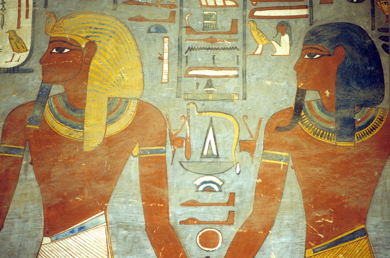 Forntida Egypten, Målning, Ramses I:s grav, Ramses I med guden Harsiesis av School Egyptian