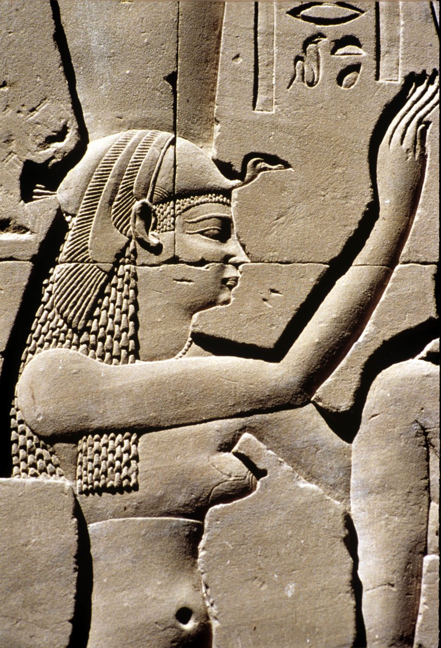 Forntida Egypten, Väggristning, Gudinnan Isis, Horustemplet, Edfu, 237 - 57 f.Kr (foto) av School Egyptian