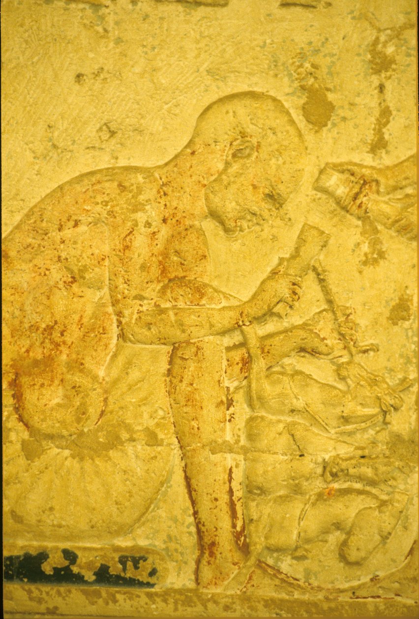 Forntida Egypten, Väggsnideri/målning, Petosiris grav, Tuna el Gebel, 300 f.Kr., Skulptör (foto) av School Egyptian