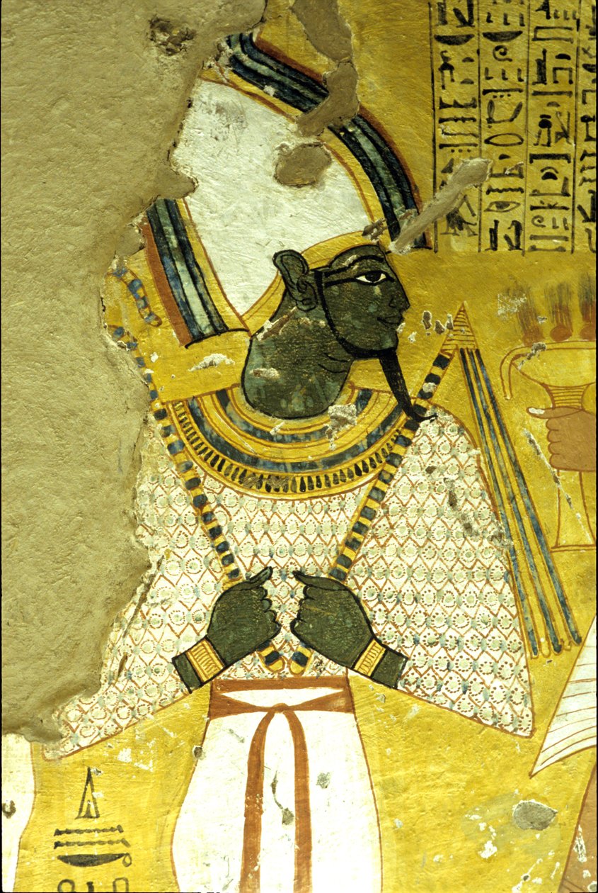 Forntida Egypten, Väggmålning Inherkhaus grav, Thebe, De adligas grav, 20:e dynastin, Osiris, Gud för livet efter detta (foto) av School Egyptian
