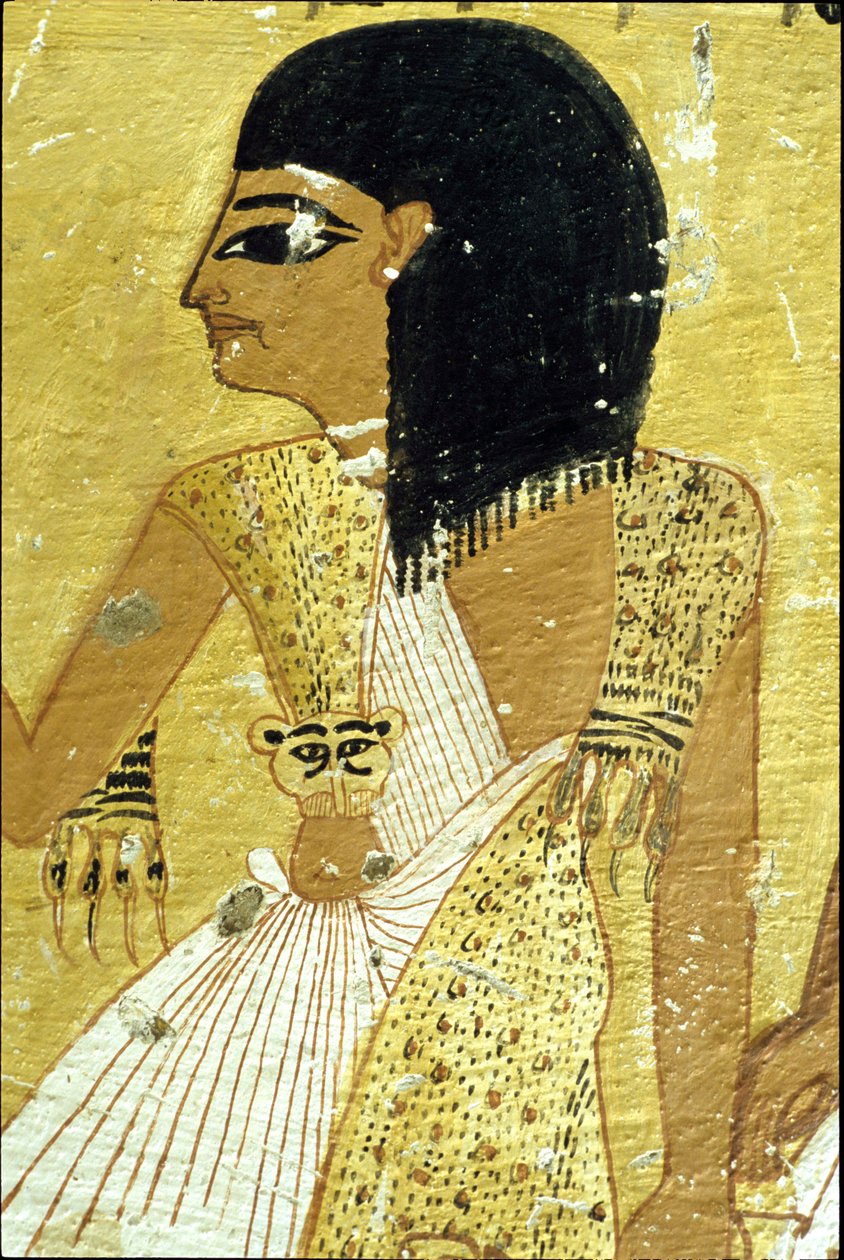 Forntida Egypten, Väggmålning Inherkhaus grav, Thebe, De adligas grav, 20:e dynastin, Inherkhau klädd i leopardskinn (foto) av School Egyptian
