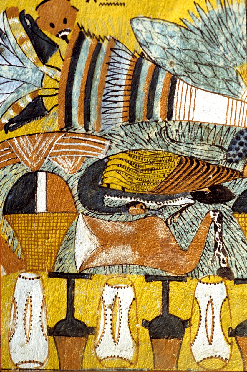 Forntida Egypten, Väggmålning Sennedjems grav, Deir el Medina, Thebe, De adligas grav av School Egyptian