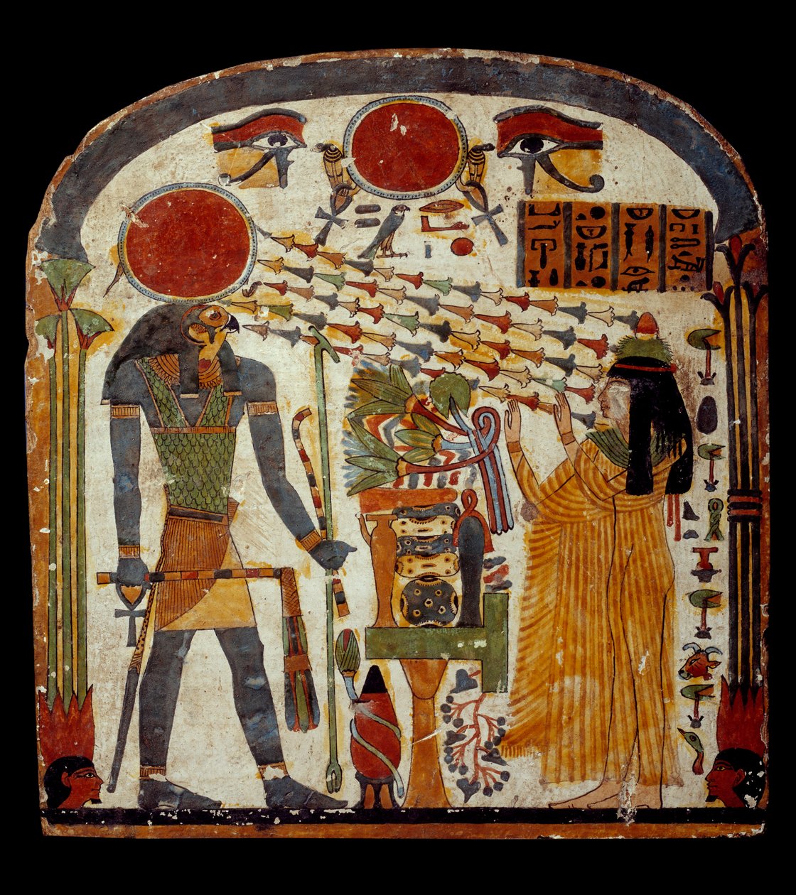 Konsten i det antika Egypten: stele de taperet den sena Taperet riktar en bön till Re-Horakhty (Re Horakhty, omkring 900 - 800 f.Kr.) Paris, Musee Du Louvre av School Egyptian