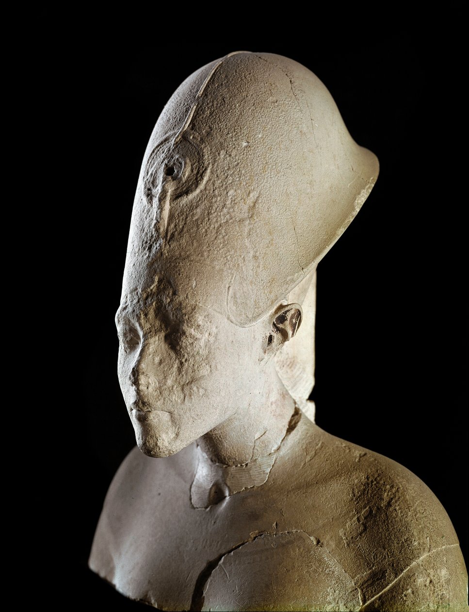 Byst av farao Akhenaton (Amenophis IV). 18:e dynastin (1550-1295 f.Kr.). Från Tell el Amarna. Paris, Louvren av School Egyptian