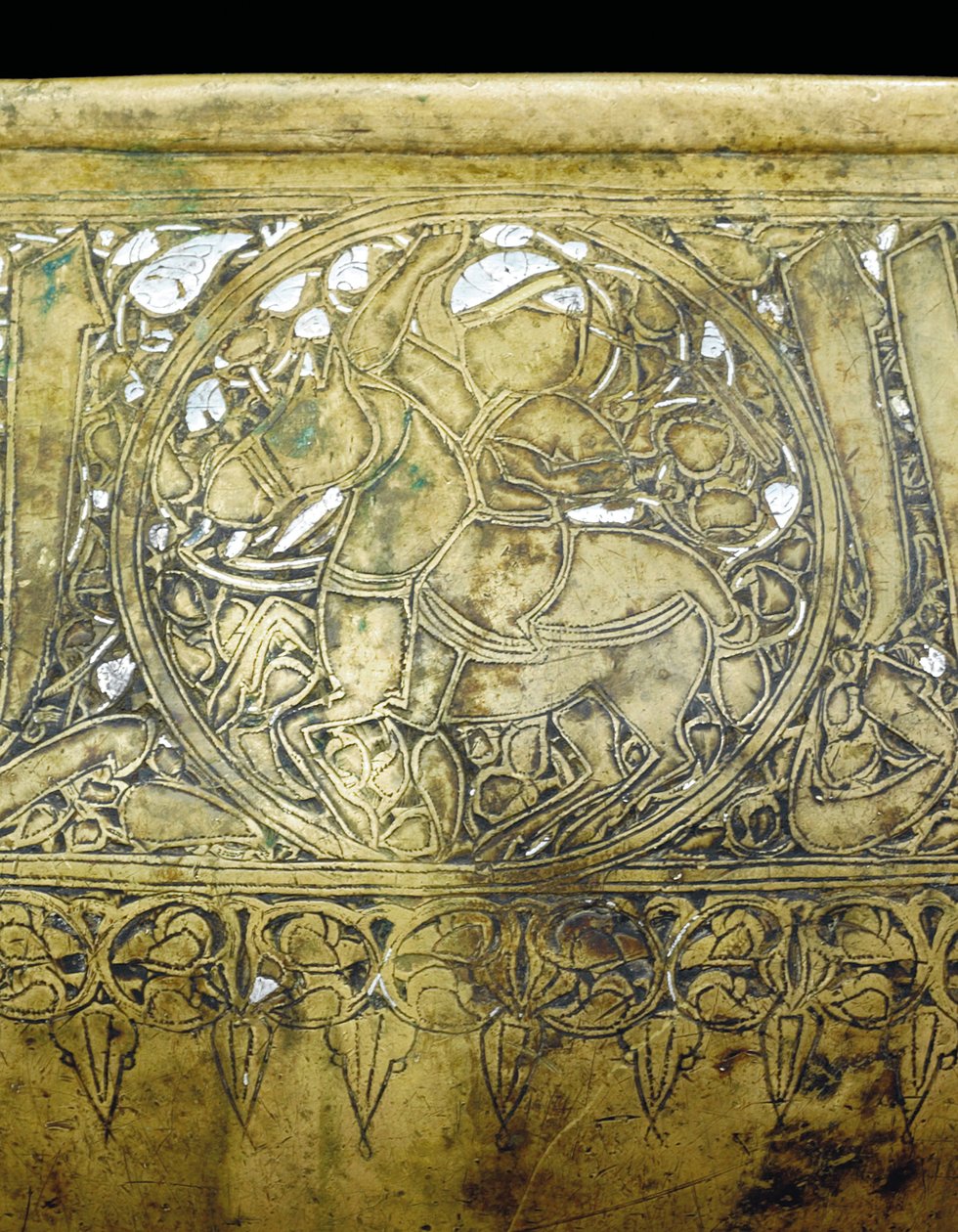 Detalj av en mamlukskål, ca 1351 (mässing med silver- och guldinlägg) av School Egyptian