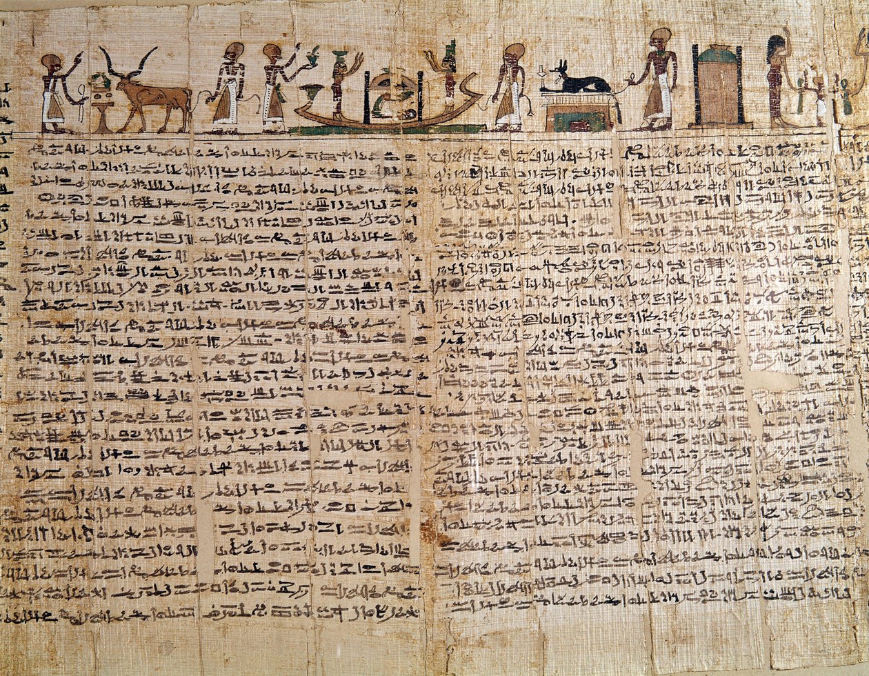 Egyptiska antiken: Papyrus av en dödbok. Låg Epoque. Paris, Musee du Louvre - Egyptisk antiken: papyrus av de döda boken. Sen period, Louvren, Paris av School Egyptian