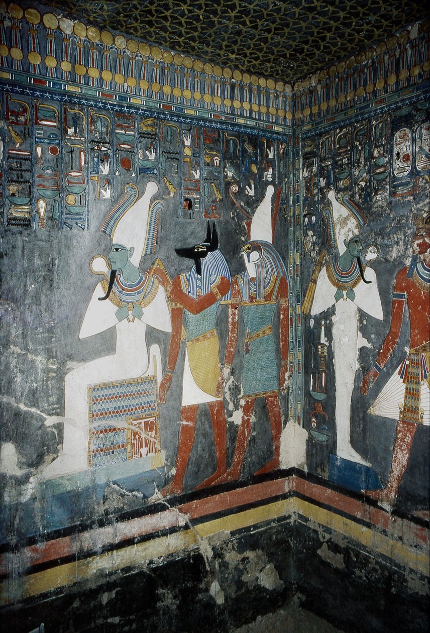 Luxor, Thebe: Konungarnas dal, Horemhebs (-1343 - -1314), egyptisk farao, grav på vilken gudinnan Isis avbildas. av School Egyptian