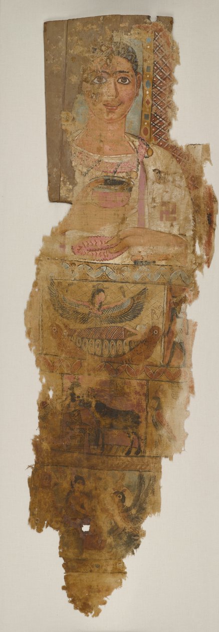Porträtthölje av en ung man, första hälften av 300-talet (linne täckt med gesso och färg, monterad på trä) av School Egyptian