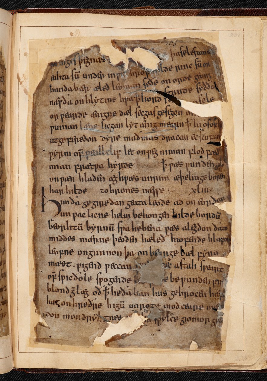 En sida av Beowulf från folios som ibland kallas "Nowell Codex" av School English