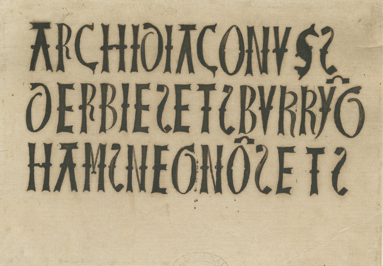 Barton under Needwood Church - inskriptioner: bläckfaksimil, nd [?1700-talet] (ritning) av School English