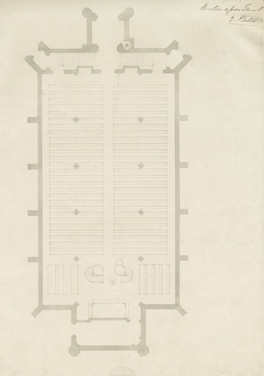 Burton-upon-Trent - Holy Trinity Church: teckning, nd [?1820-talet] (teckning) av School English