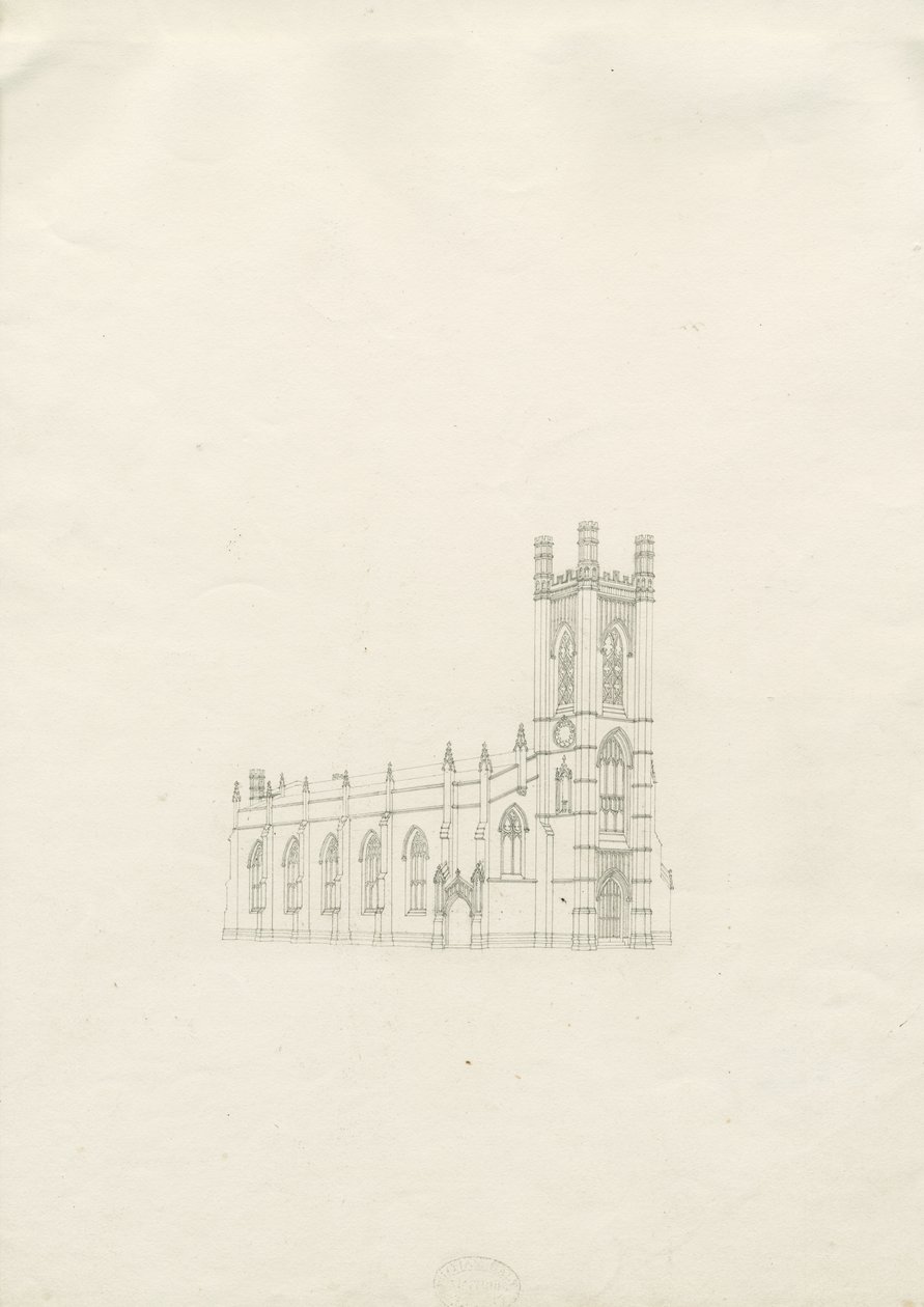 Burton-upon-Trent - Holy Trinity Church: teckning, nd [?1820-talet] (teckning) av School English
