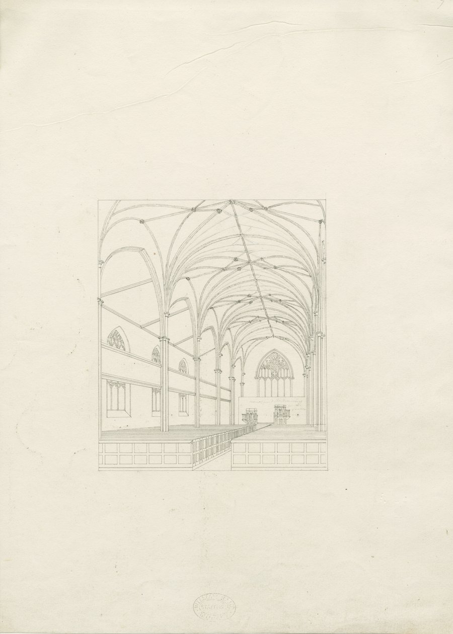 Burton-upon-Trent - Holy Trinity Church: teckning, nd [?1820-talet] (teckning) av School English