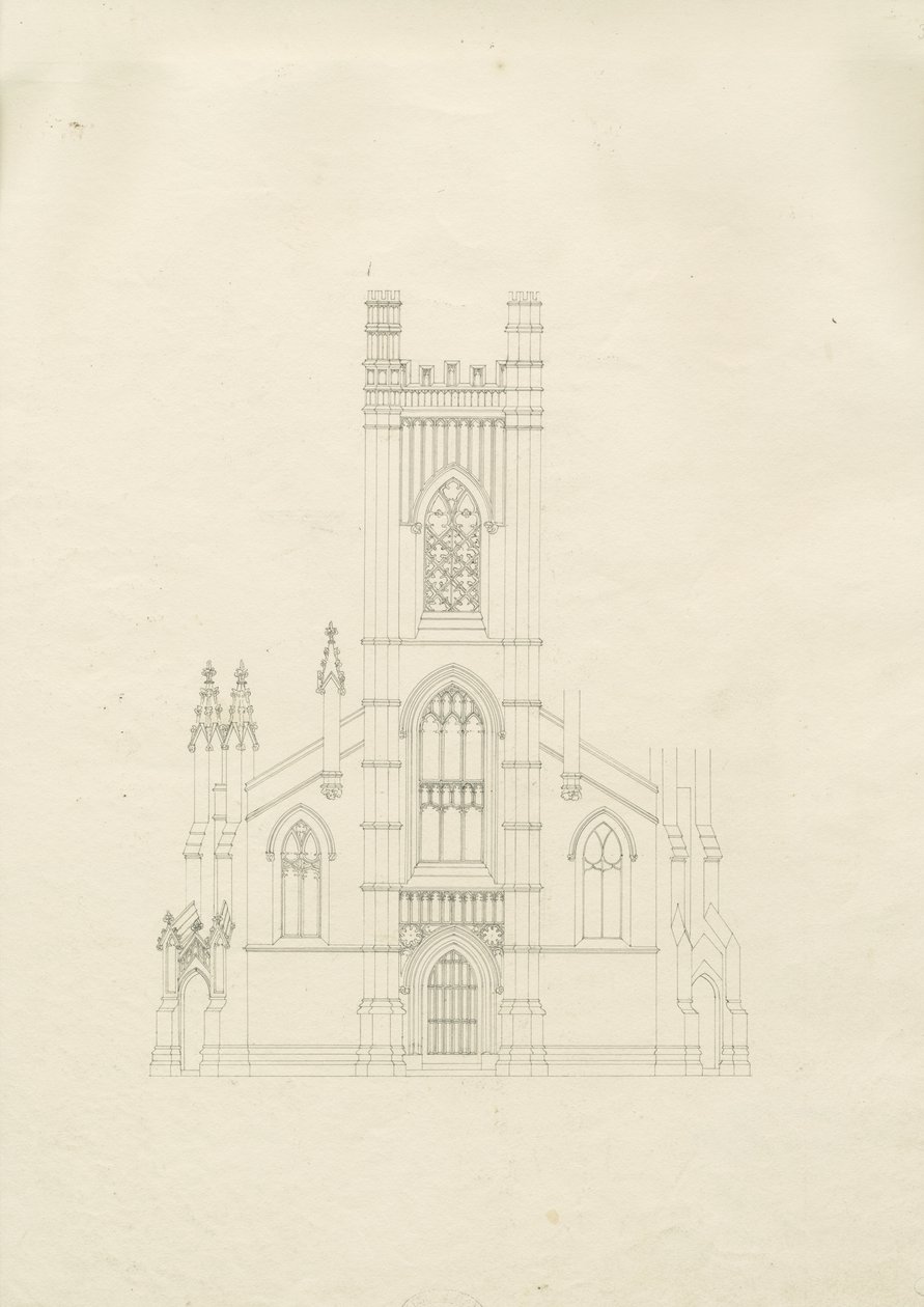 Burton-upon-Trent - Holy Trinity Church: teckning, nd [?1820-talet] (teckning) av School English