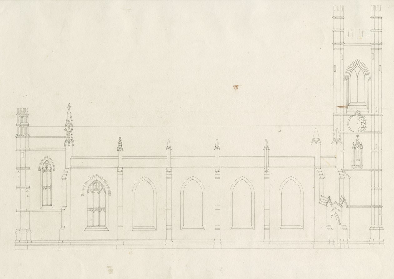 Burton-upon-Trent - Holy Trinity Church: teckning, nd [?1820-talet] (teckning) av School English