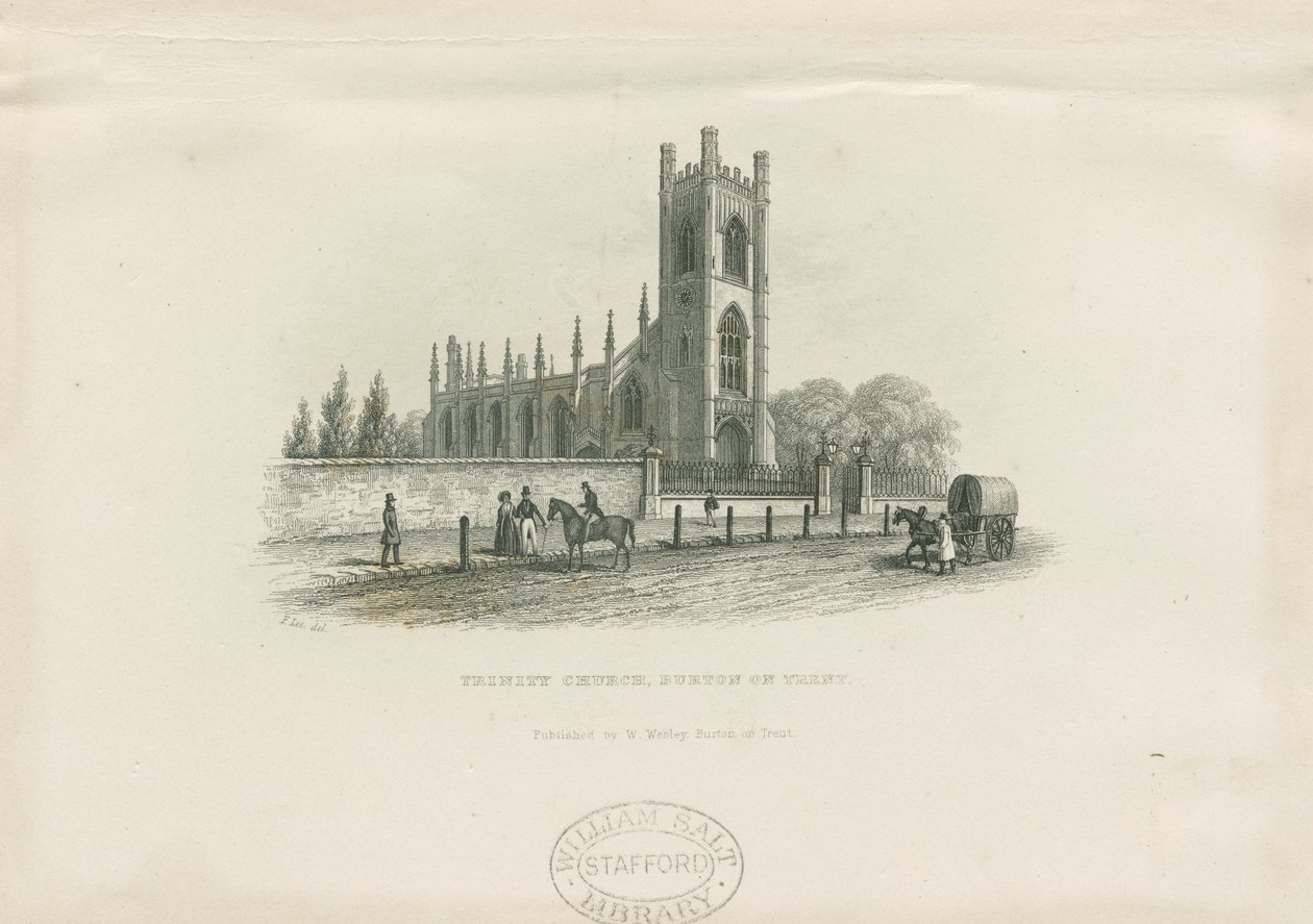 Burton-upon-Trent - Holy Trinity Church: stålstick och [1800-talet] (tryck) av School English