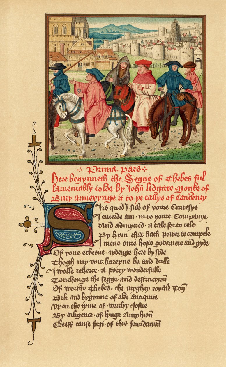 Canterbury Pilgrims, illustration från Canterbury Tales av Geoffrey Chaucer, från "English Literature" (print) av School English