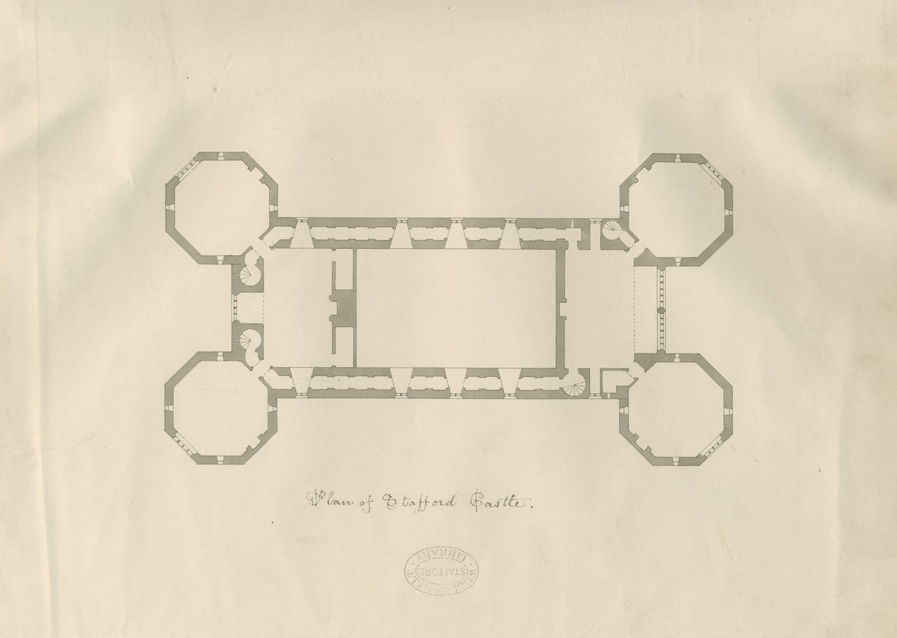 Castle Church - Stafford Castle: ritning med penna och tvätt, nd [1800-talet] (ritning) av School English