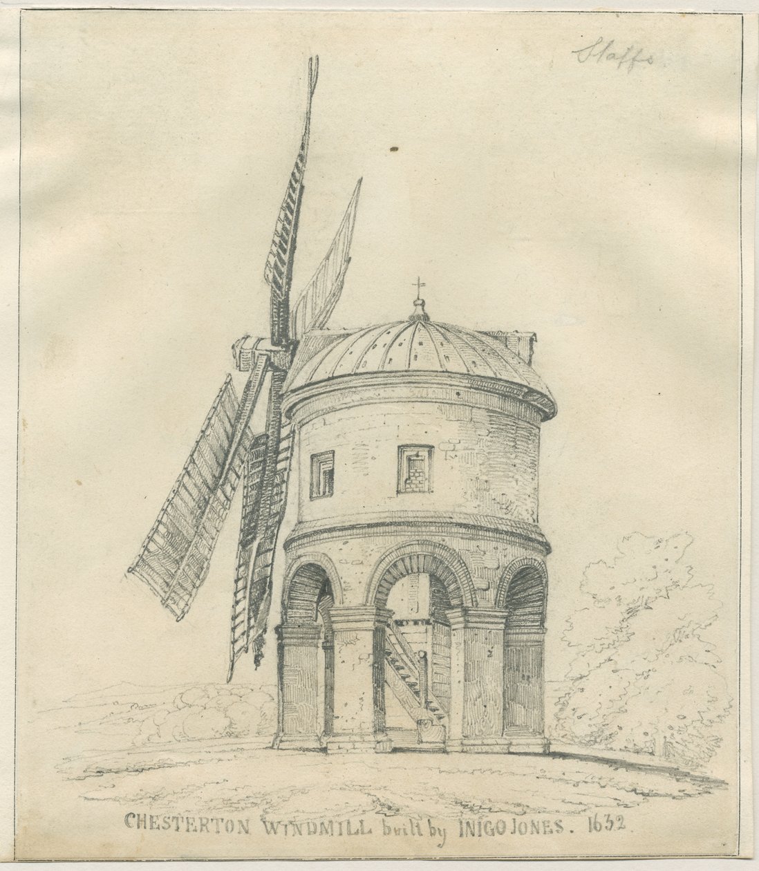 Chesterton - Windmill: blyertsteckning och [?1600-talet] (teckning) av School English